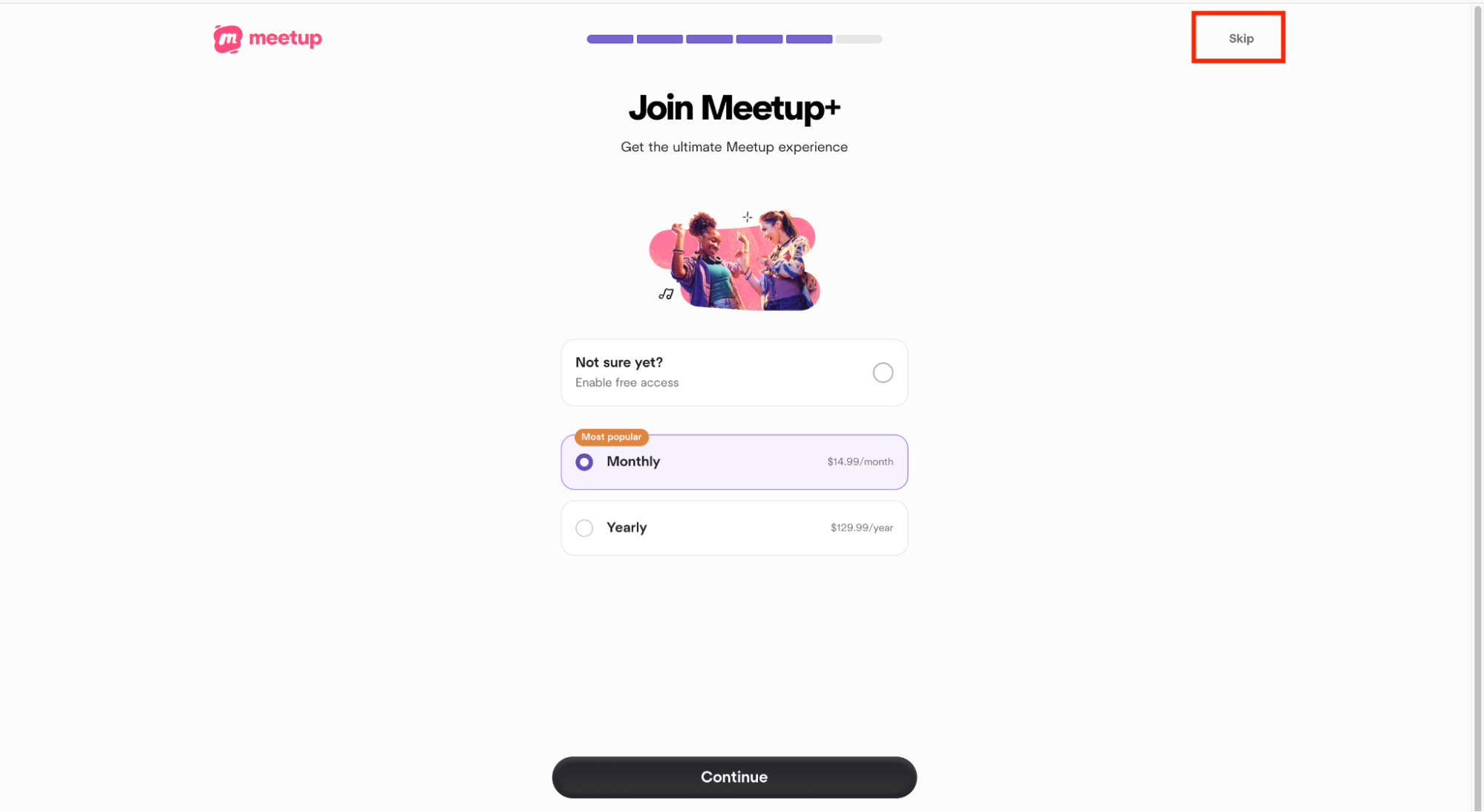 Redesign: an unexpected membership/payment prompt during sign-up