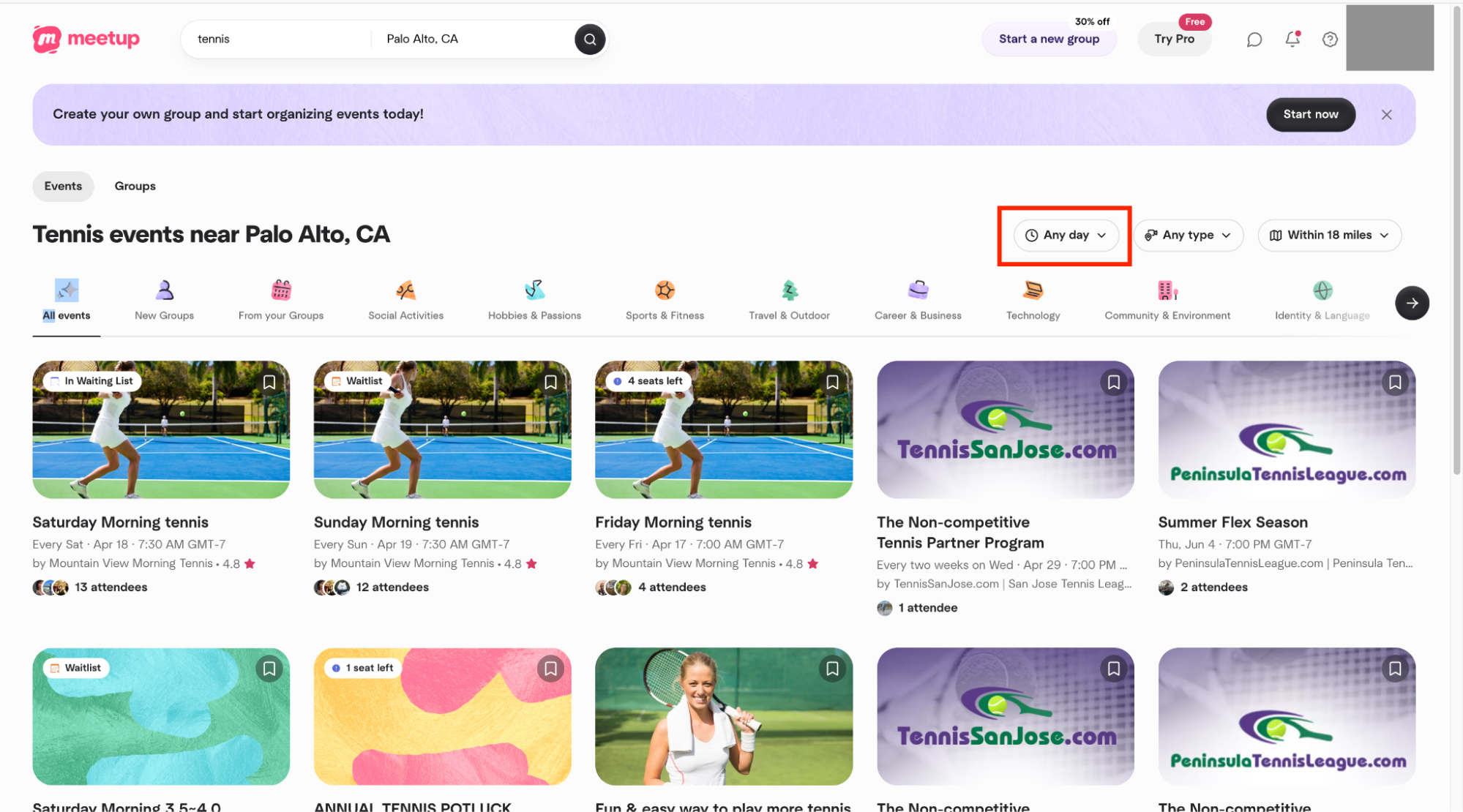 Redesign: a more visible time/date filter in search