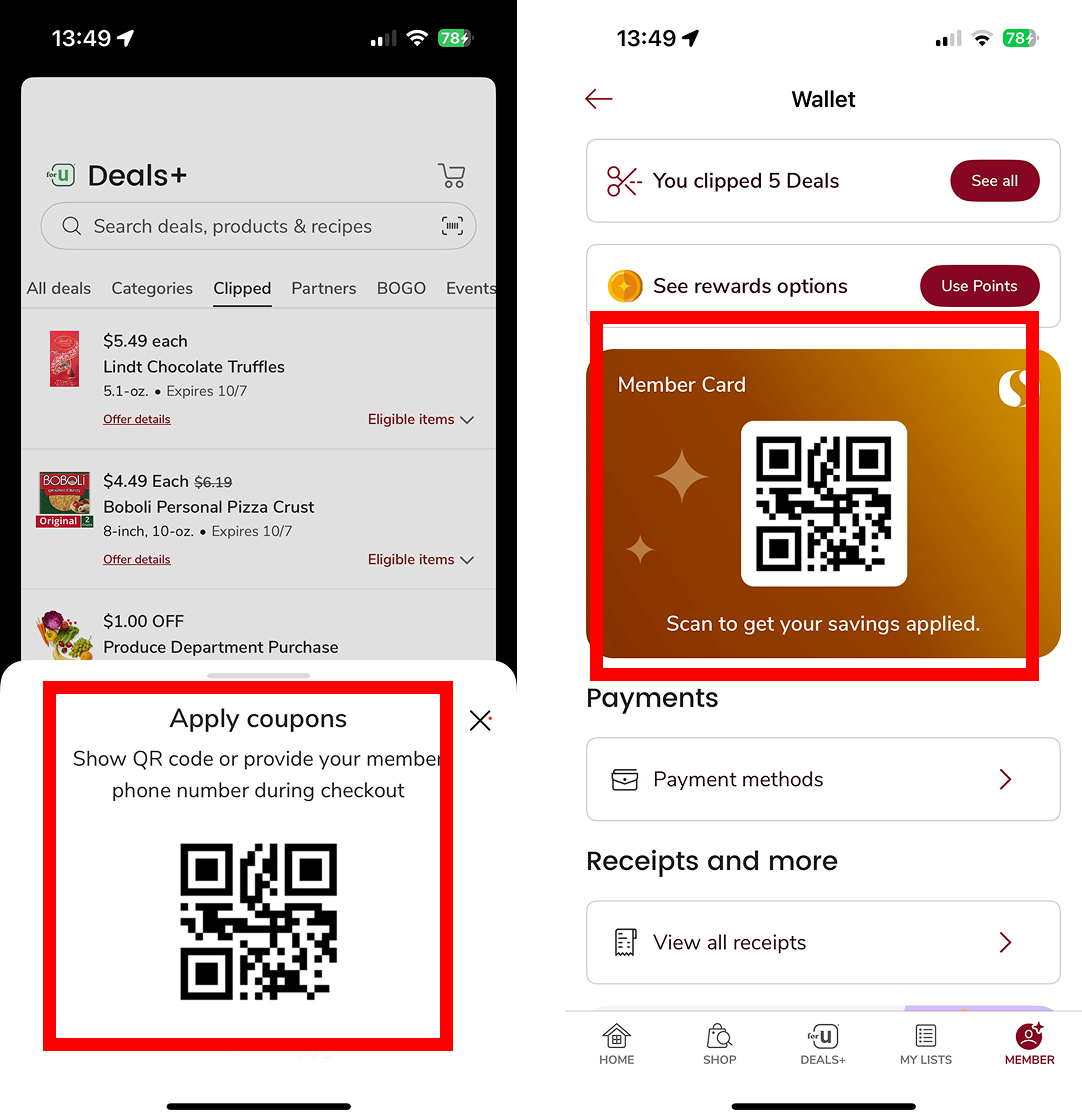 Figure 2: Two QR codes in different places for the same function