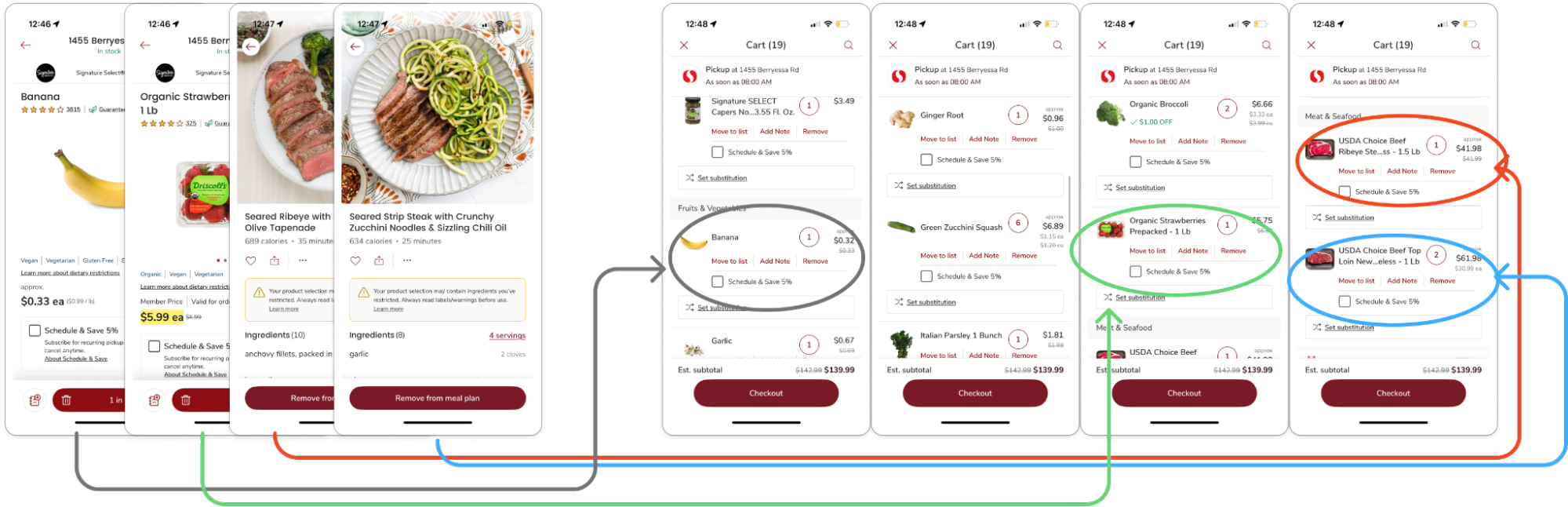 Figure 4: Cart mixes à la carte items with meal plans